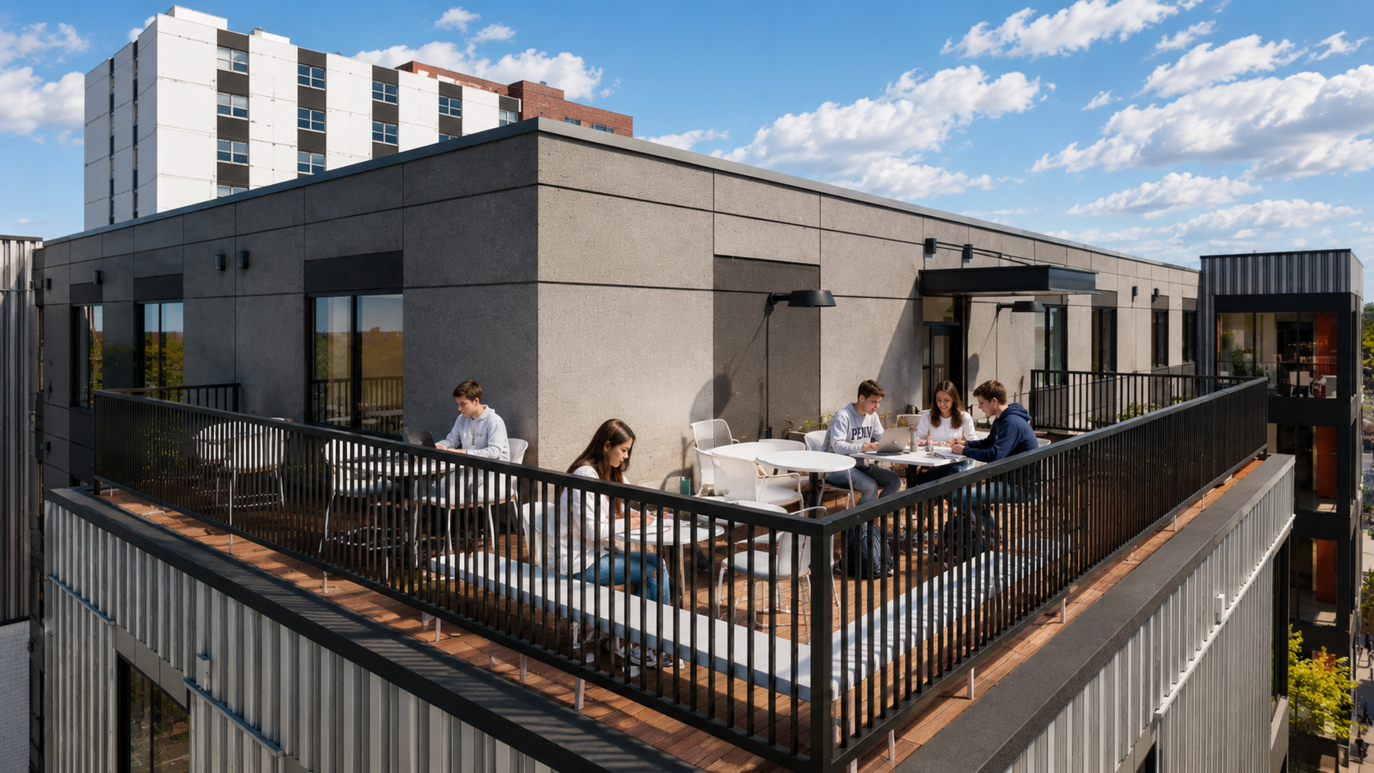 Outdoor roof deck rendering